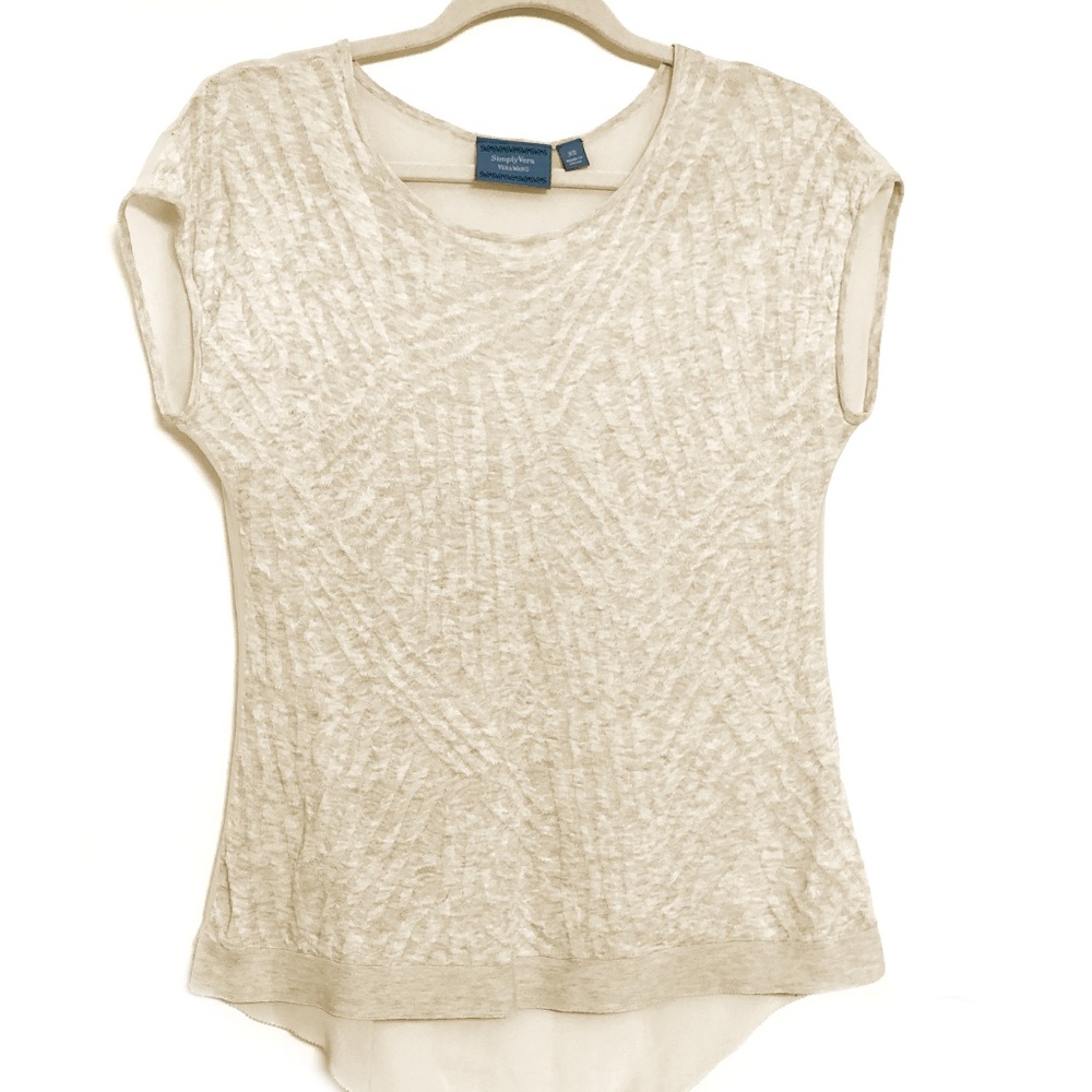 Simply Vera Wang Sheer Top XS Creamy Oatmeal Color
